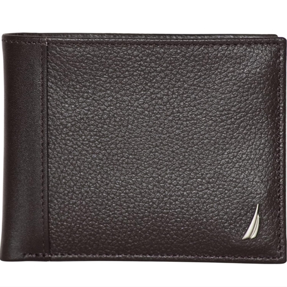 New Nautica J Class Dark Brown Men's Bifold Leather Wallet | RFID Blocking - Picture 1 of 7